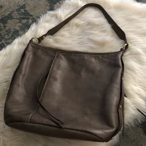 Hobo international taupe leather shoulder handbag purse